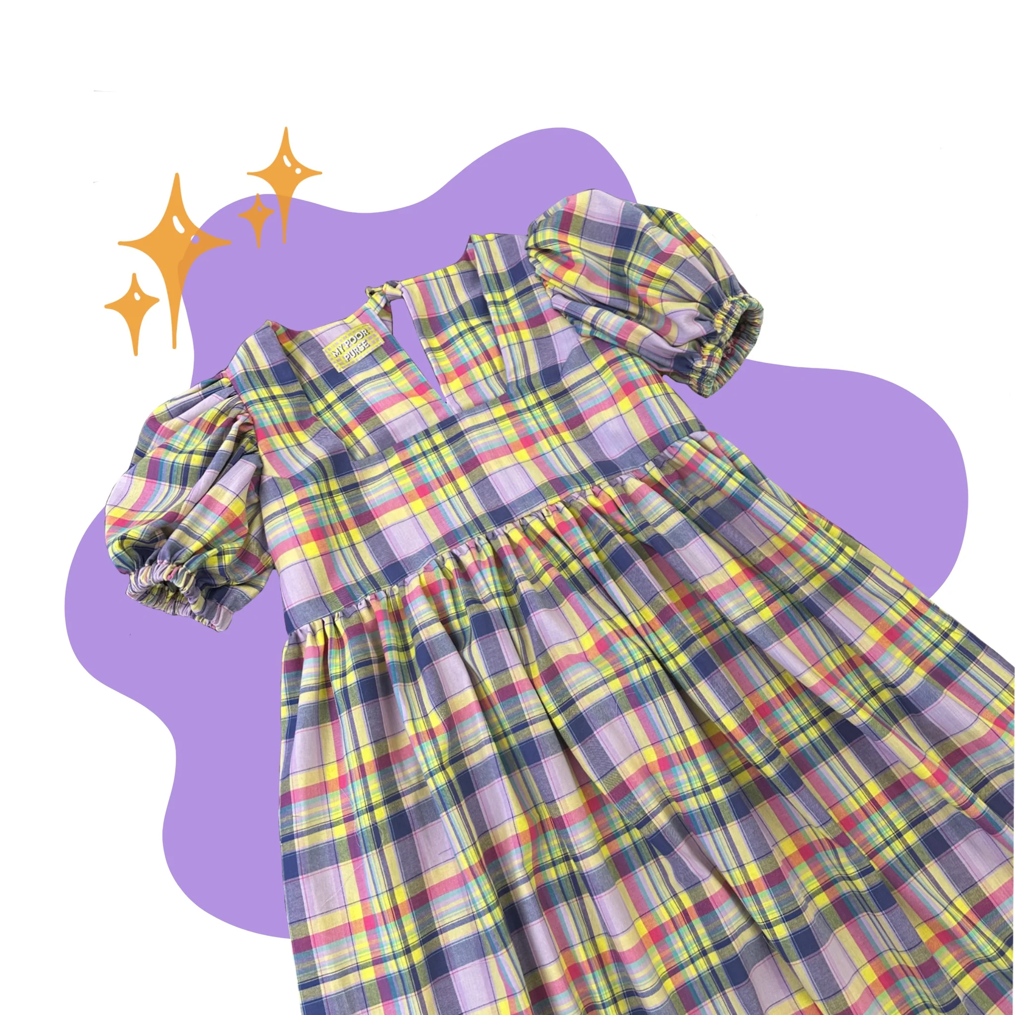 Neon Check Puff Sleeve - Image 3